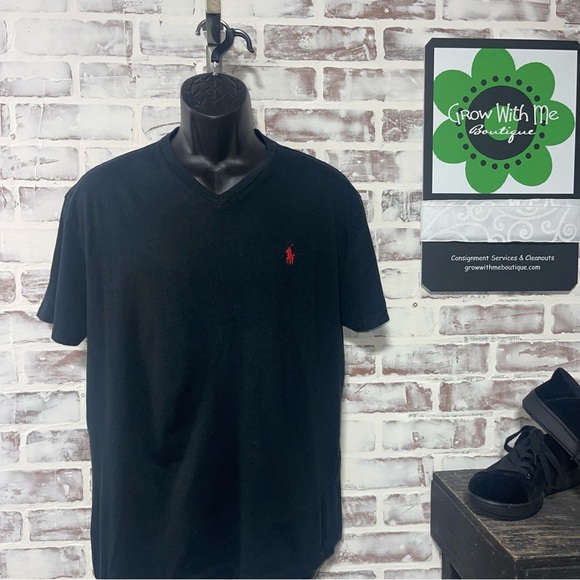 Polo by Ralph Lauren Men's Black V-Neck Shirt - Picture 1 of 5